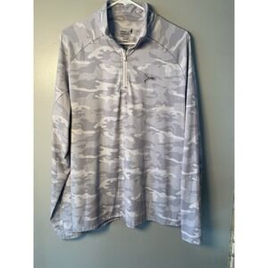Johnnie-O Camo Performance Pullover Mens Size Large Gray White 1/4 Zip Golf